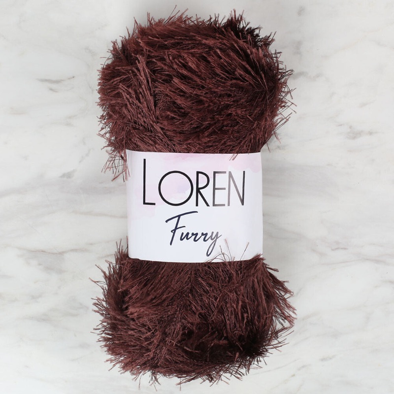 Loren Furry Knitting Yarn, Brown – RF093