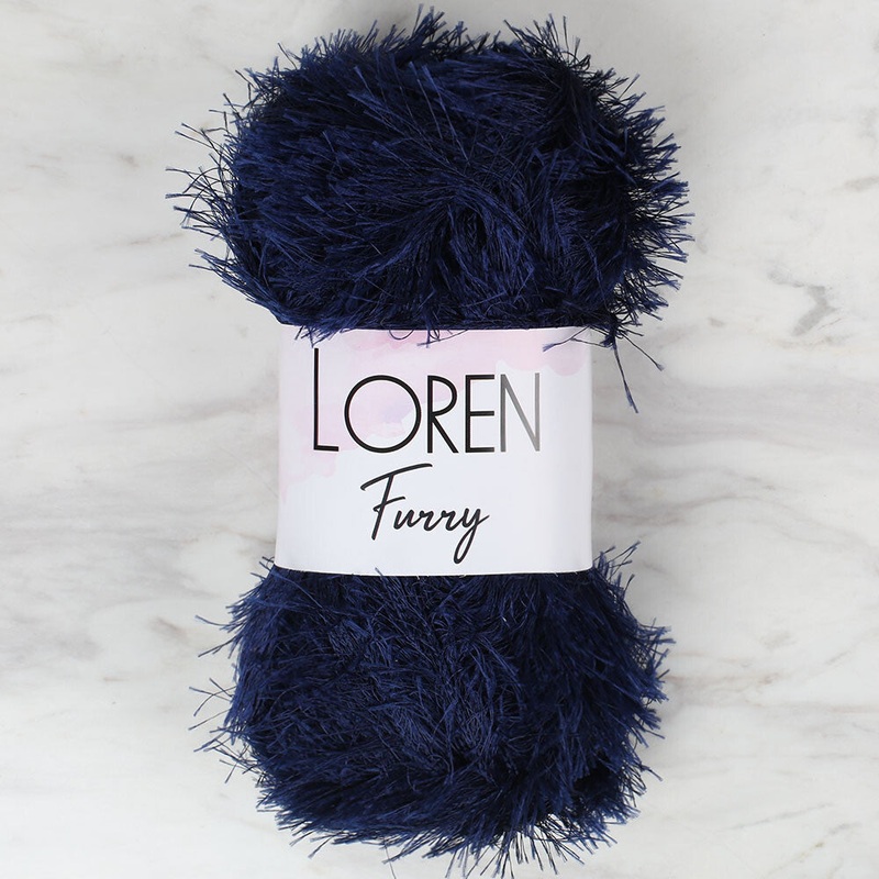 Loren Furry Knitting Yarn, Navy Blue – RF005