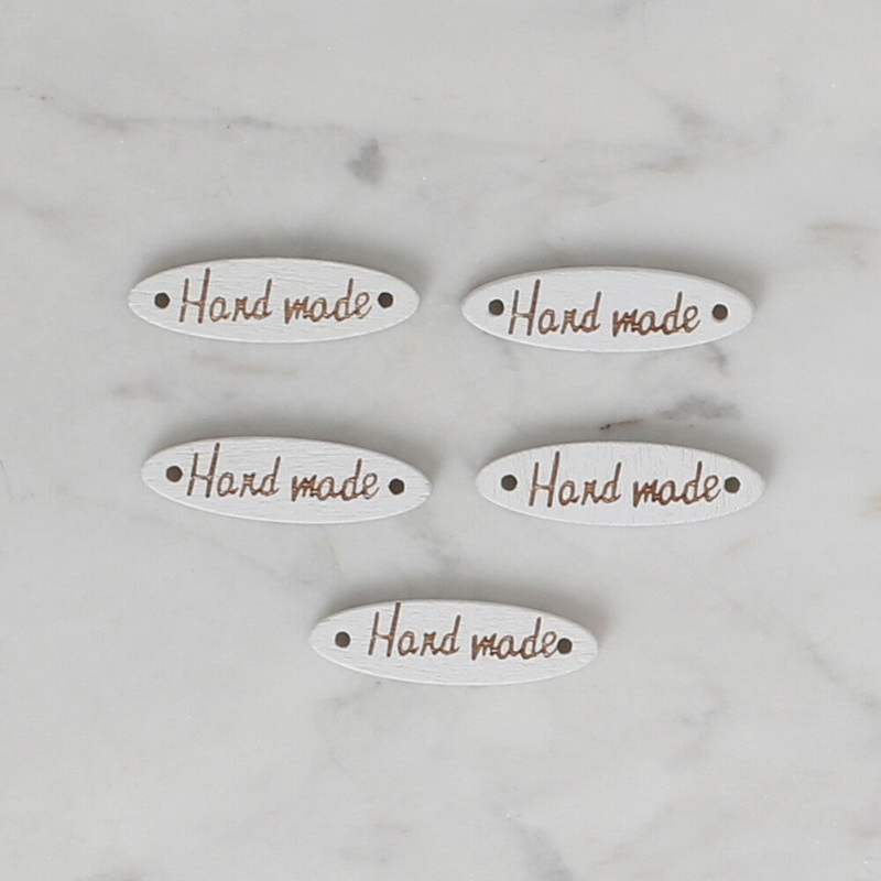 Loren Wooden Hand Made Tag in 5, White