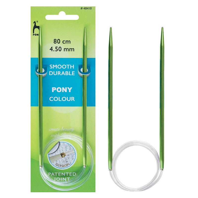 Pony Colour Smooth Durable 80 cm 4.50mm Circular Knitting Needle, Green – 48410