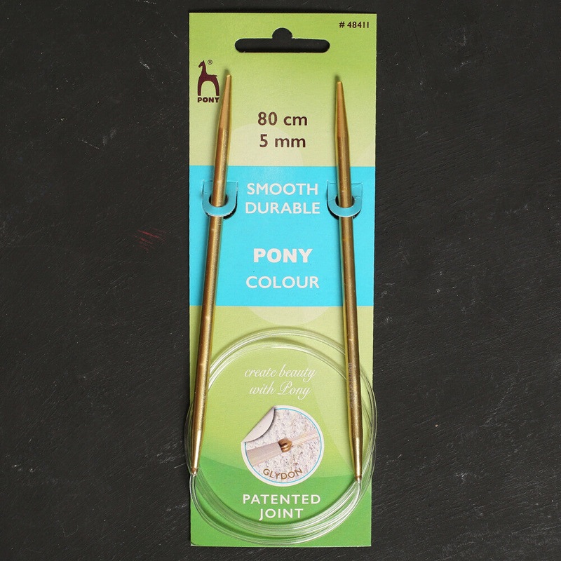 Pony Colour Smooth Durable 80 cm 5mm Circular Knitting Needle, Yellow – 48411
