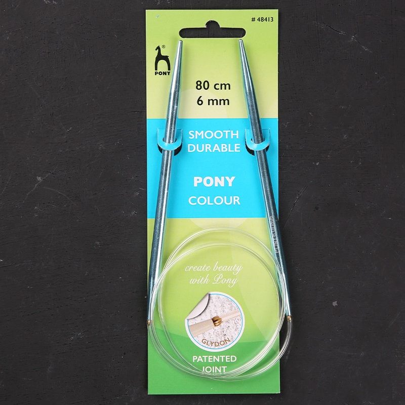 Pony Colour Smooth Durable 80 cm 6mm Circular Knitting Needle, Blue – 48413