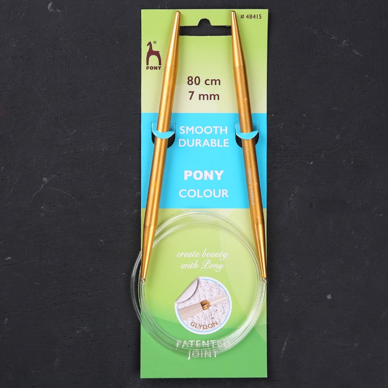 Pony Colour Smooth Durable 80 cm 7mm Circular Knitting Needle, Yellow – 48415
