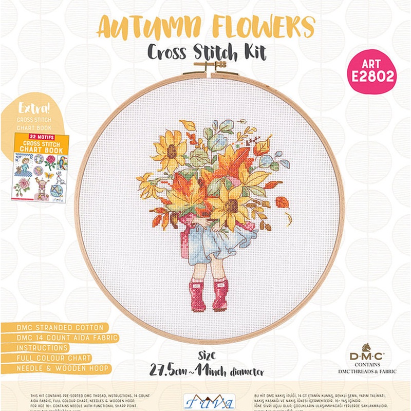 Tuva Cross Stitch Kit, Autumn Flowers – E2802