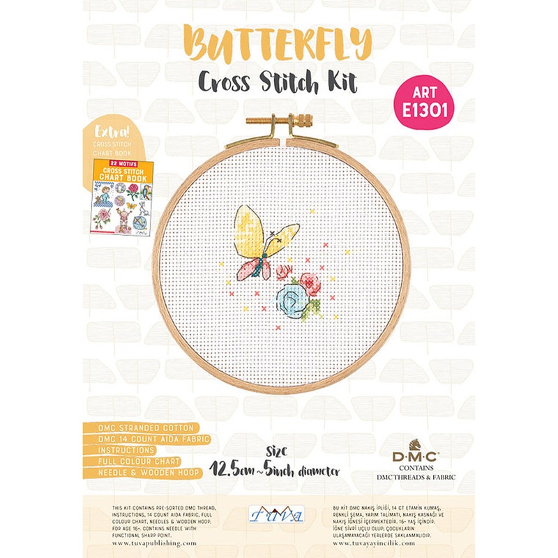 Tuva Cross Stitch Kit, Butterfly – E1301