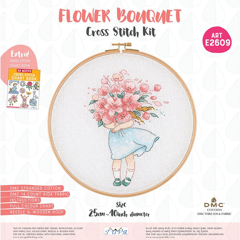 Tuva Cross Stitch Kit, Flower Bouquet – E2609
