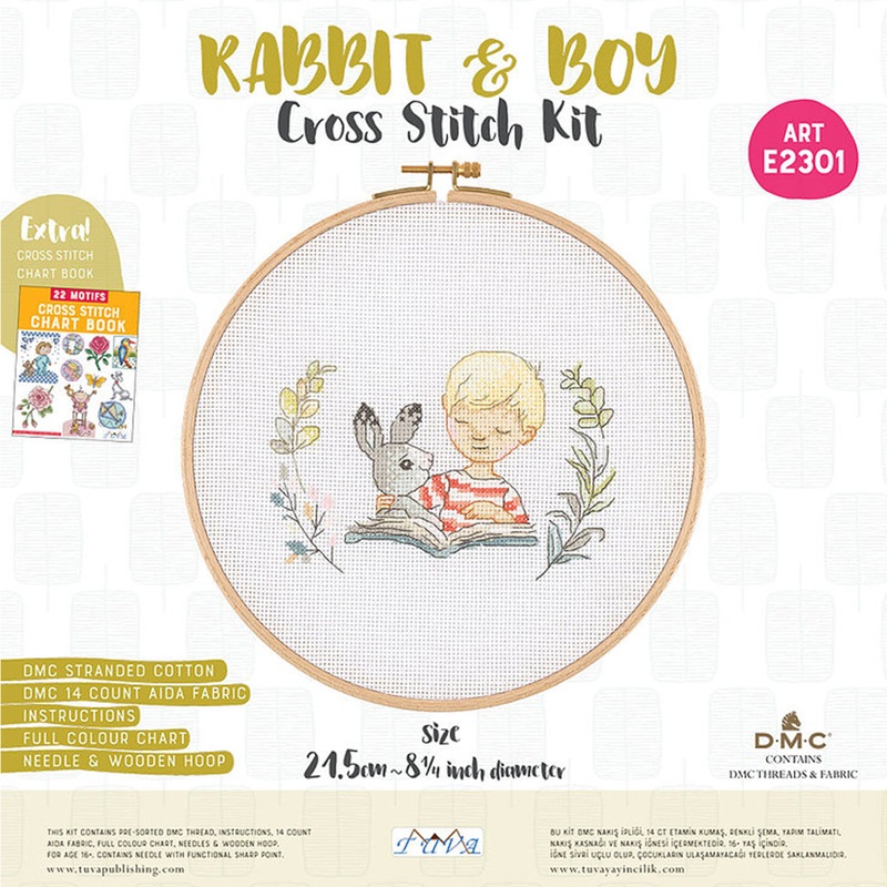 Tuva Cross Stitch Kit, Rabbit & Boy – E2301