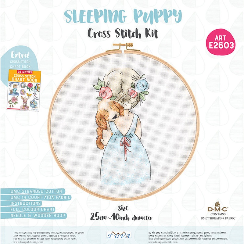 Tuva Cross Stitch Kit, Sleeping Puppy – E2603