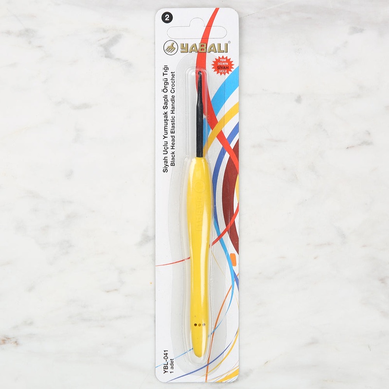 Yabal Black Tip Soft Handle 2mm Crochet Hook, Yellow – YBL – 041