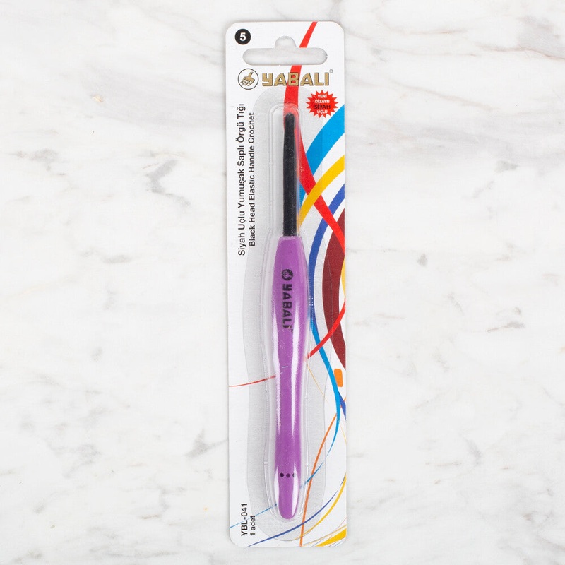 Yabal Black Tip Soft Handle 5mm Crochet Hook, Purple – YBL – 041