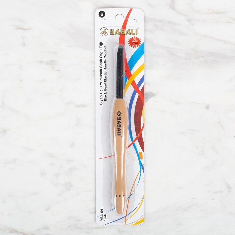 Yabal Black Tip Soft Handle 6mm Crochet Hook, Beige – YBL – 041