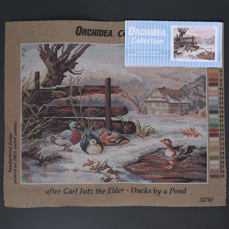 Orchidea 30x40cm Printed Gobelin, After Carl Jutz The Elder – Ducks By a Pond – 3276J