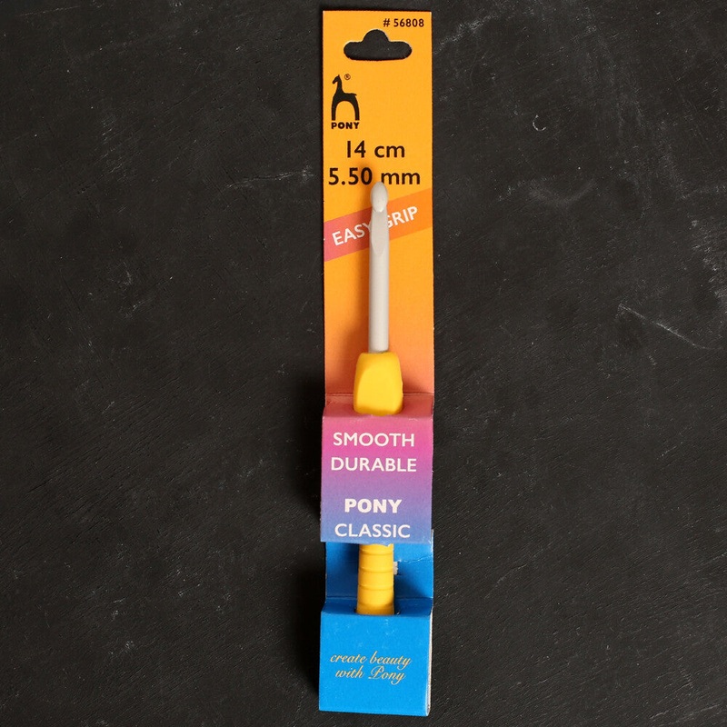 Pony Easy Grip 5.5mm 14 cm Soft Handle Crochet Hook, Yellow – 56808