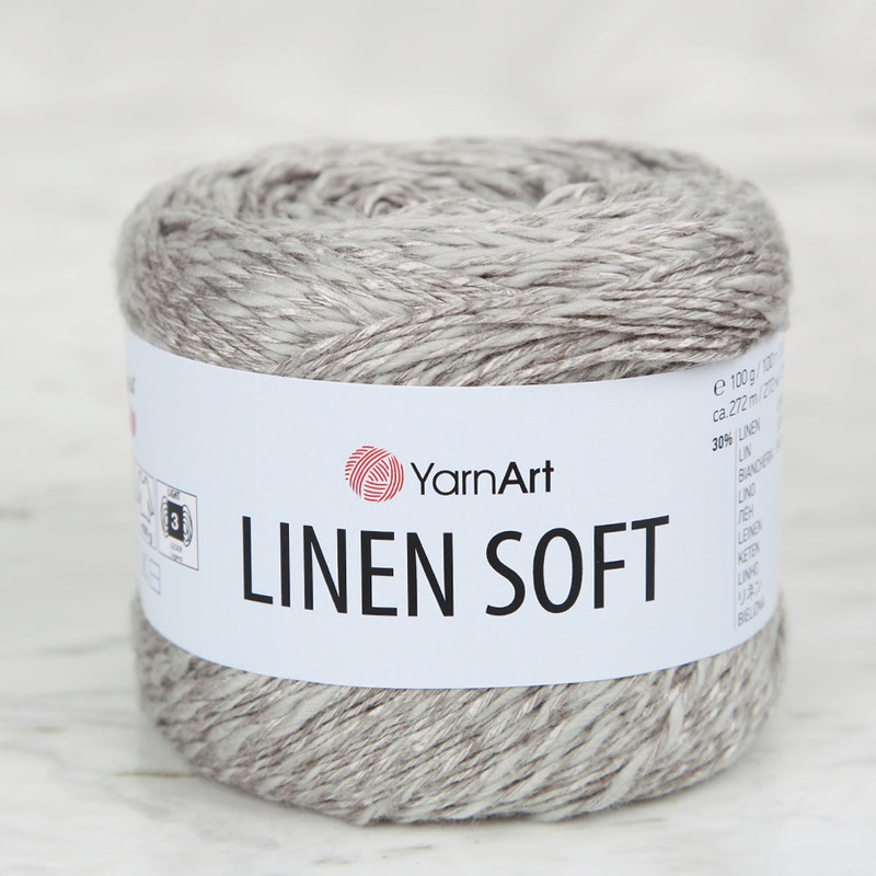 YarnArt Linen Soft Hand Knitting Yarn ,Grey 7307