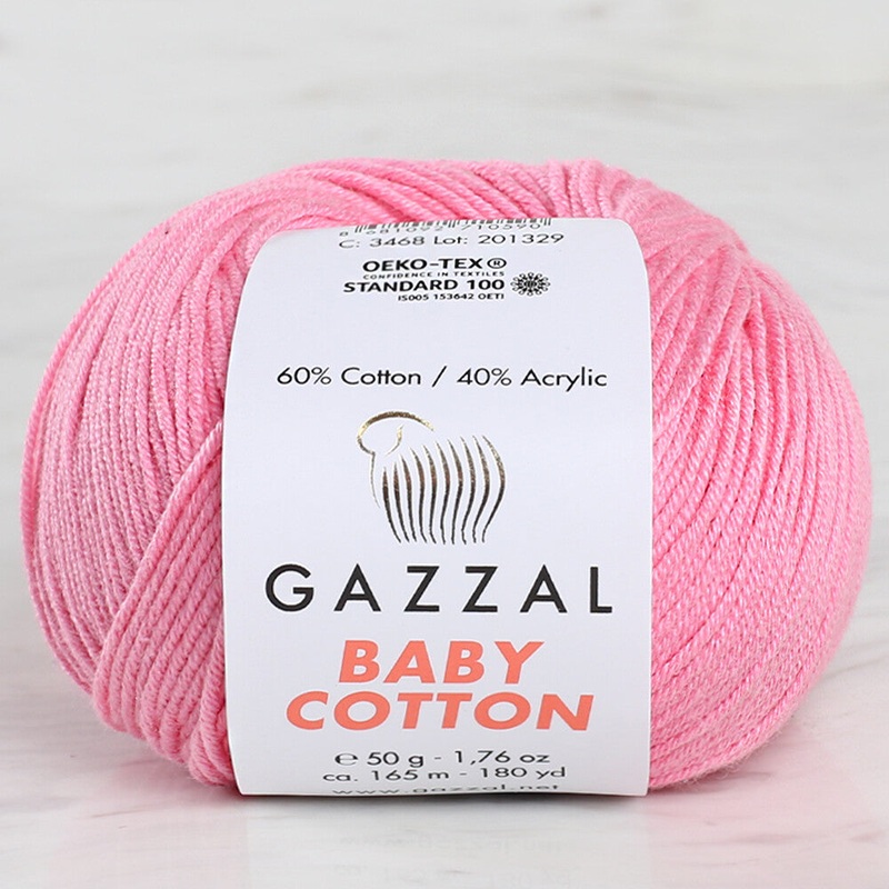 Gazzal Baby Cotton Knitting Yarn, Pink – 3468