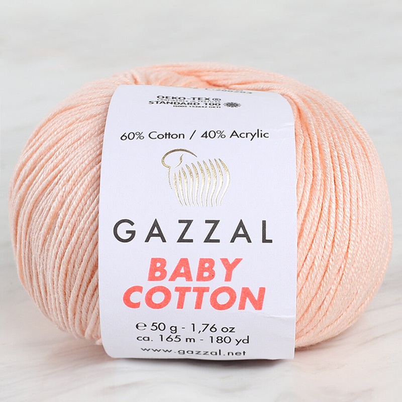 Gazzal Baby Cotton Knitting Yarn, Pinkish Orange – 3469