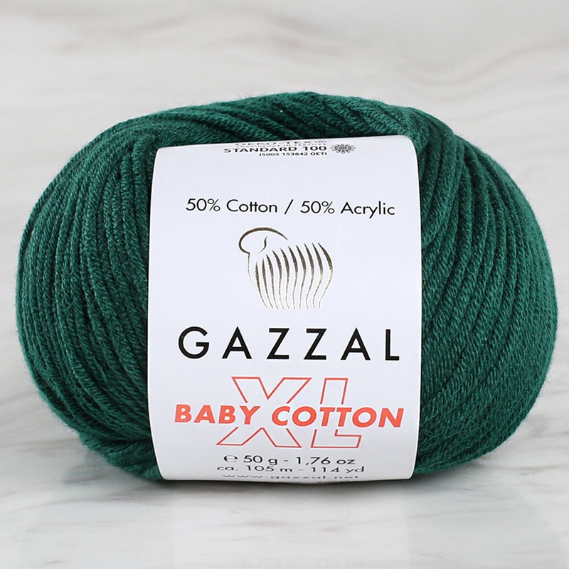 Gazzal Baby Cotton XL Knitting Yarn, Dark Green – 3467XL