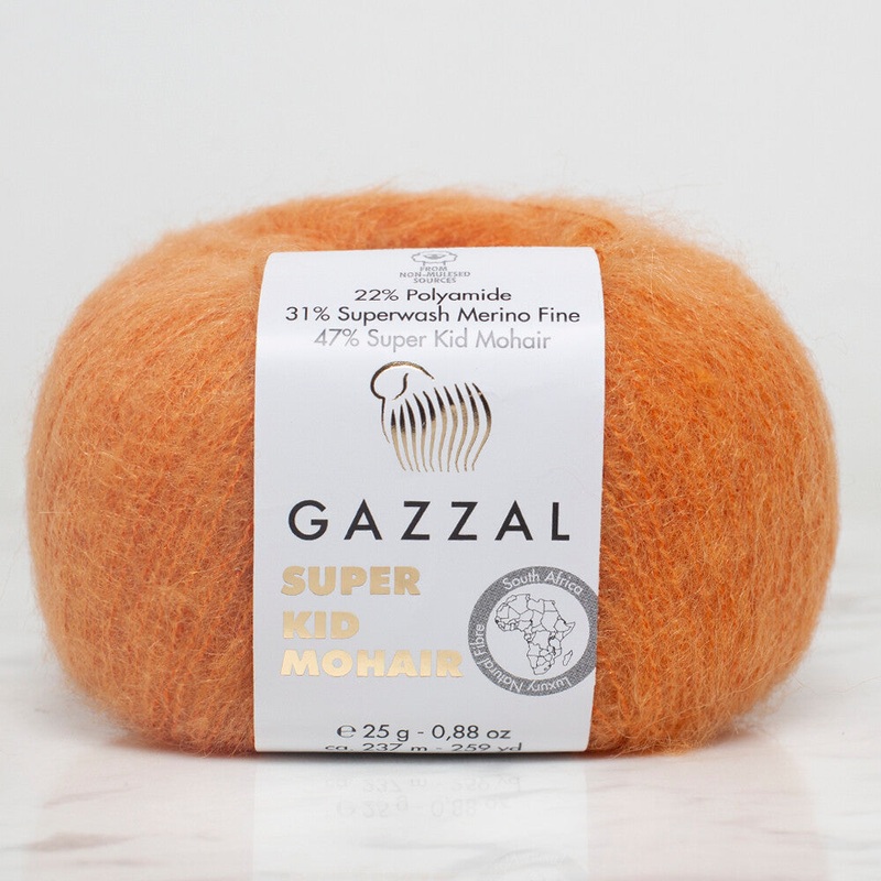 Gazzal Super Kid Mohair 25 Gr Knitting Yarn, Orange – 64419