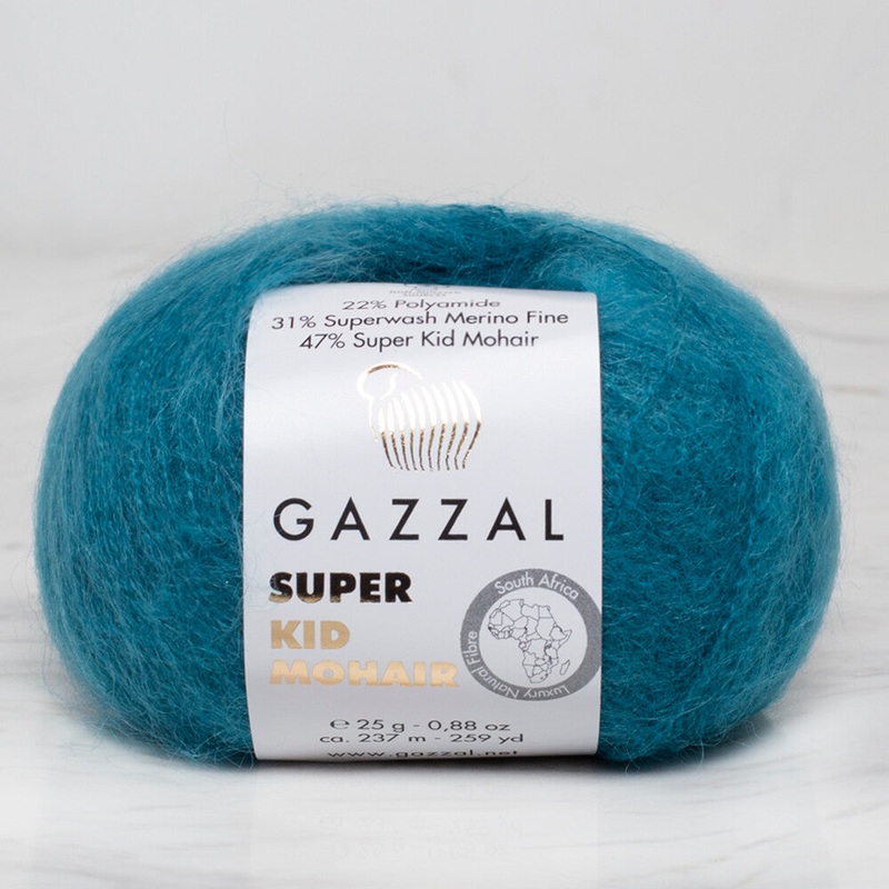 Gazzal Super Kid Mohair 25 Gr Knitting Yarn, Petrol Green – 64425