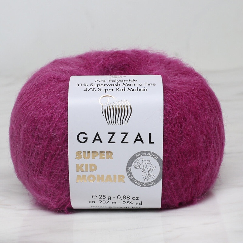 Gazzal Super Kid Mohair 25 Gr Knitting Yarn, Plum – 64415