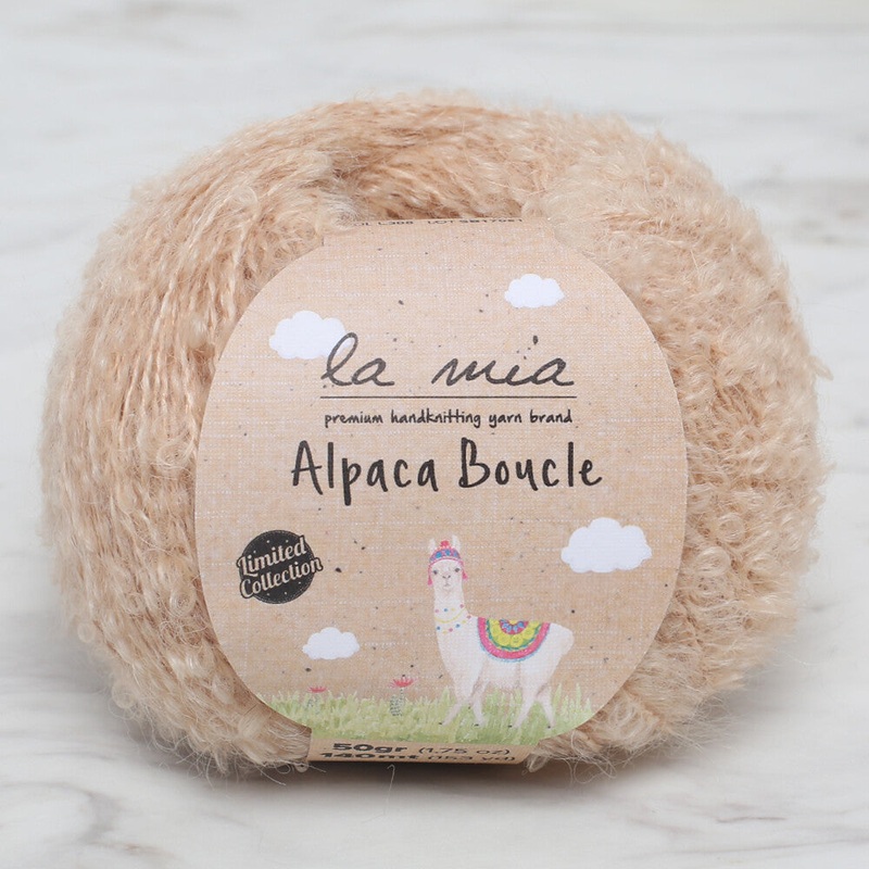 La Mia 50 Gr Alpaca Boucle Yarn, Beige – L308