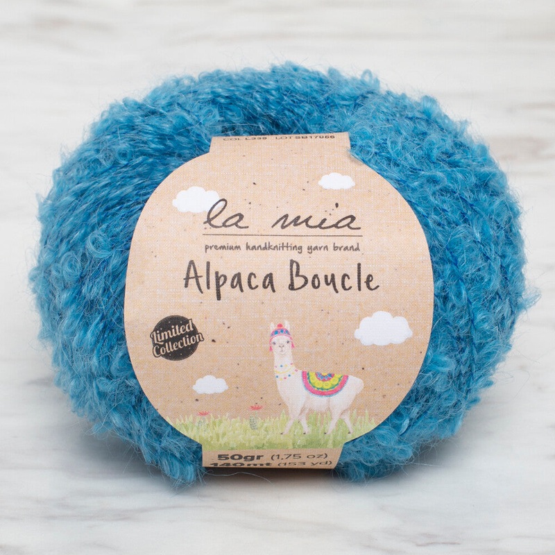 La Mia 50 Gr Alpaca Boucle Yarn, Blue – L339