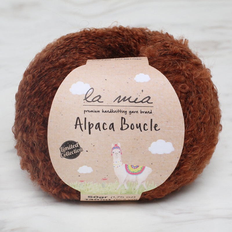 La Mia 50 Gr Alpaca Boucle Yarn, Dark Brown – L311
