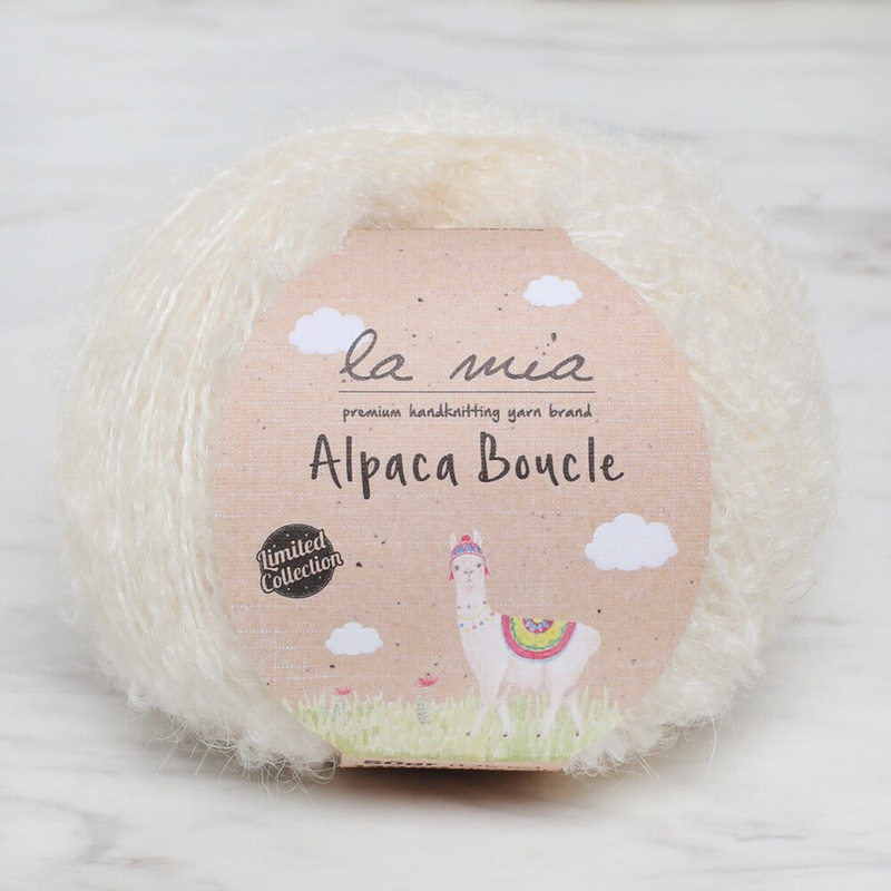 La Mia 50 Gr Alpaca Boucle Yarn, Light Cream – L301