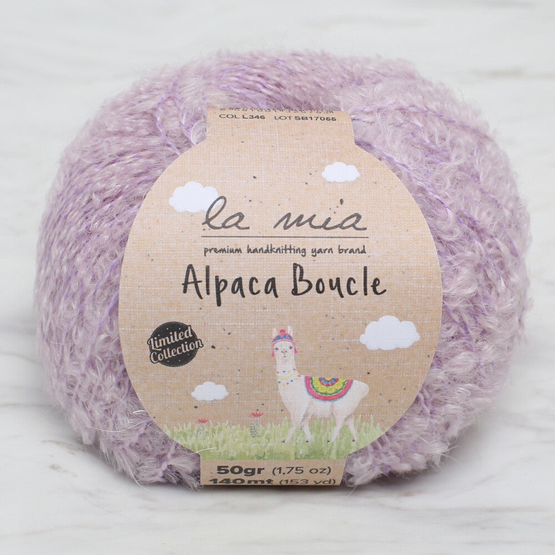 La Mia 50 Gr Alpaca Boucle Yarn, Lilac – L346