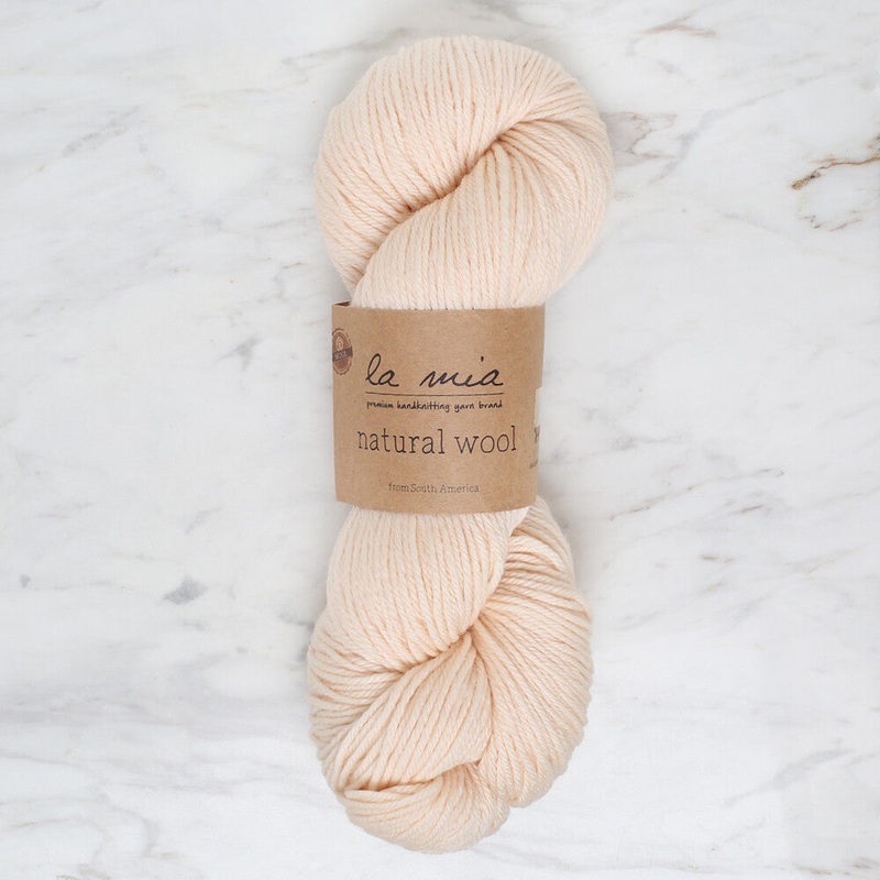 La Mia Natural Wool Knitting Yarn, Cream – L289