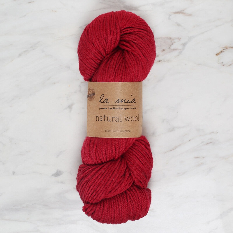 La Mia Natural Wool Knitting Yarn, Dark Red – L893