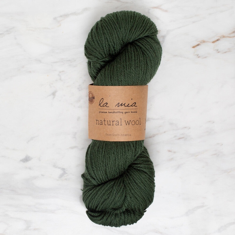 La Mia Natural Wool Knitting Yarn, Green – L801
