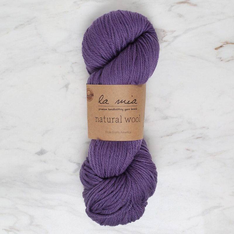 La Mia Natural Wool Knitting Yarn, Purple – L269