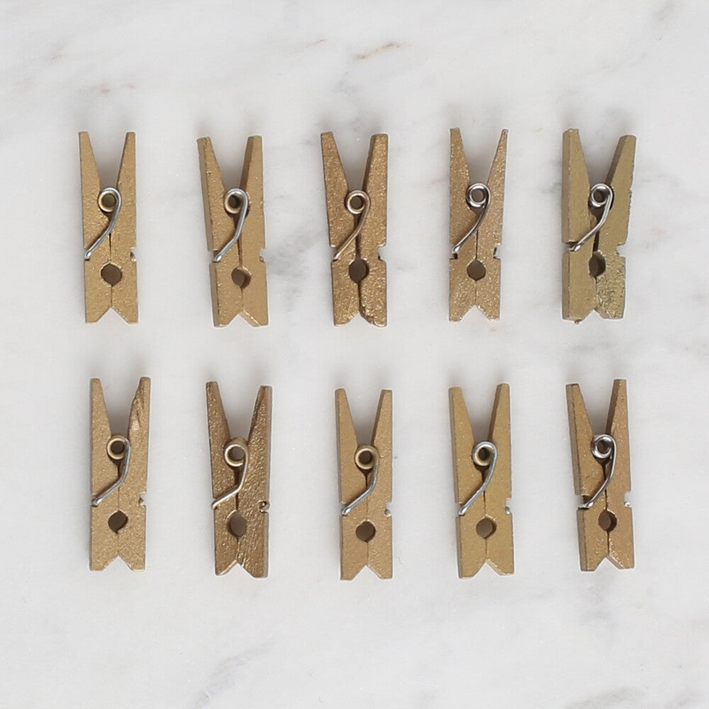 Loren Crafts 10 Pcs Mini Pegs, Gold
