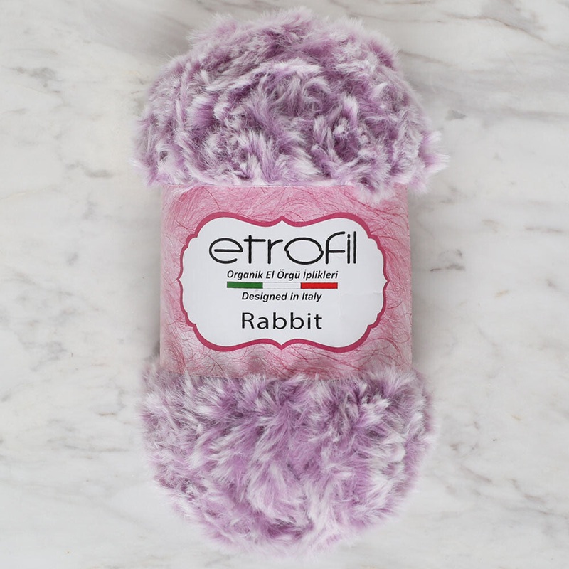 Etrofil Rabbit Fur Yarn, Lilac/White – 70684