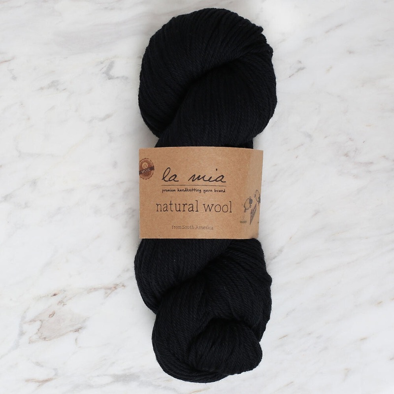 La Mia Natural Wool Knitting Yarn, Black – L815