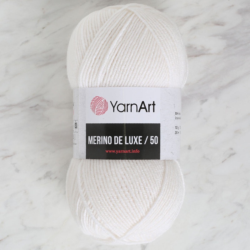 Yarnart Merino de Luxe / 50 Yarn, White – 501