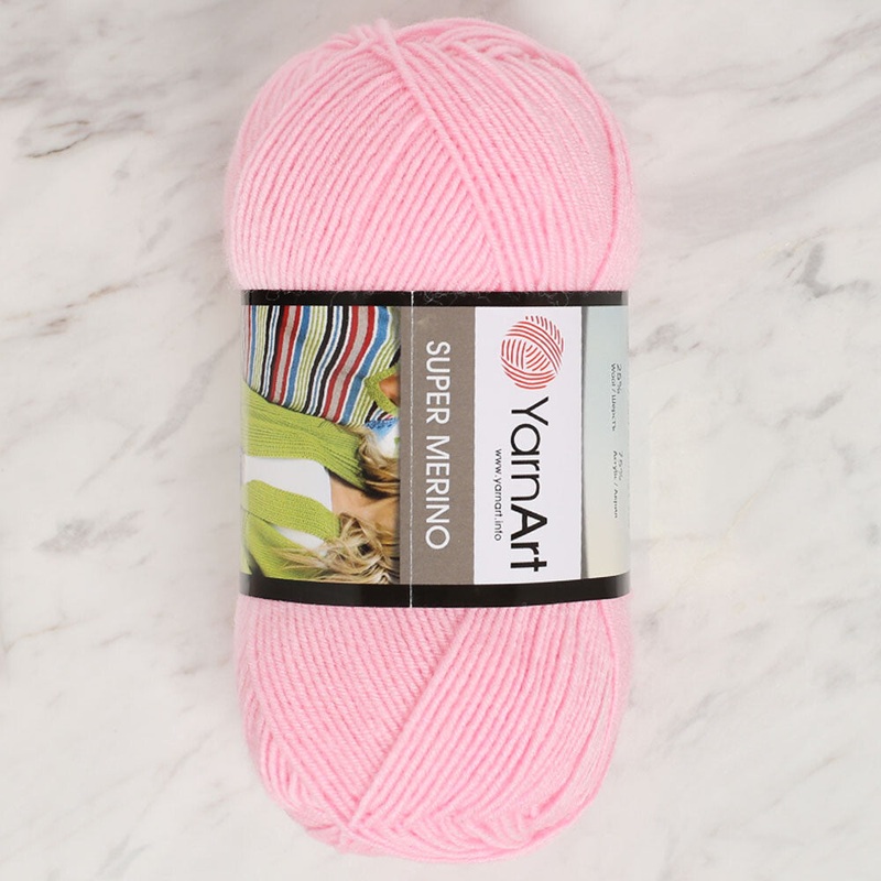 Yarnart Super Merino Yarn, Baby Pink – 6509