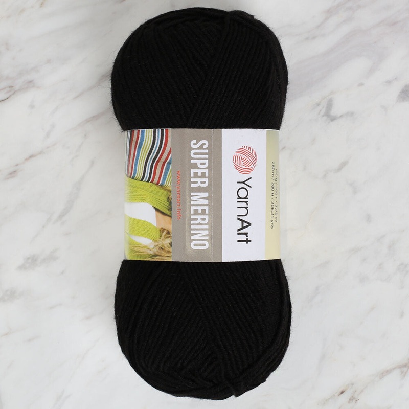 Yarnart Super Merino Yarn, Black – 217