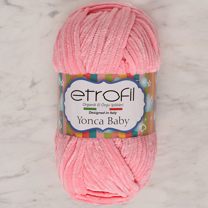 Etrofil Yonca Chenille Yarn, Baby Pink – 70315