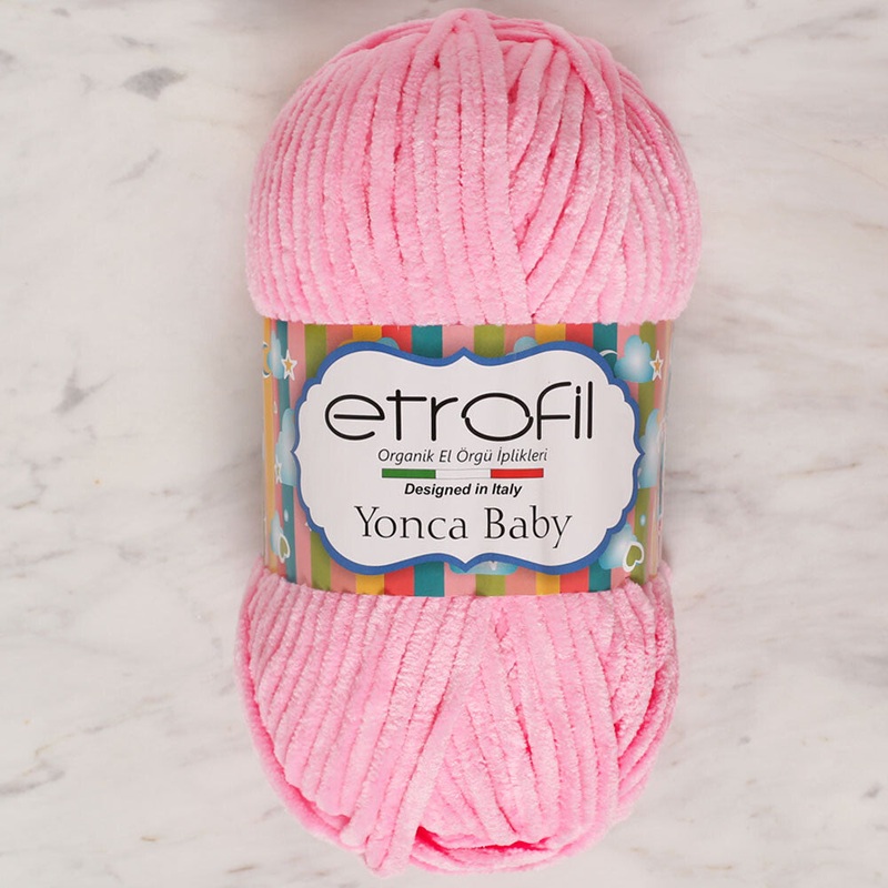 Etrofil Yonca Chenille Yarn, Baby Pink – 73106