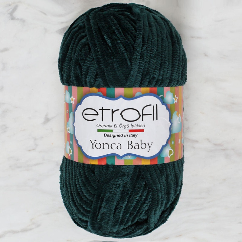 Etrofil Yonca Chenille Yarn, Dark Green – 70428