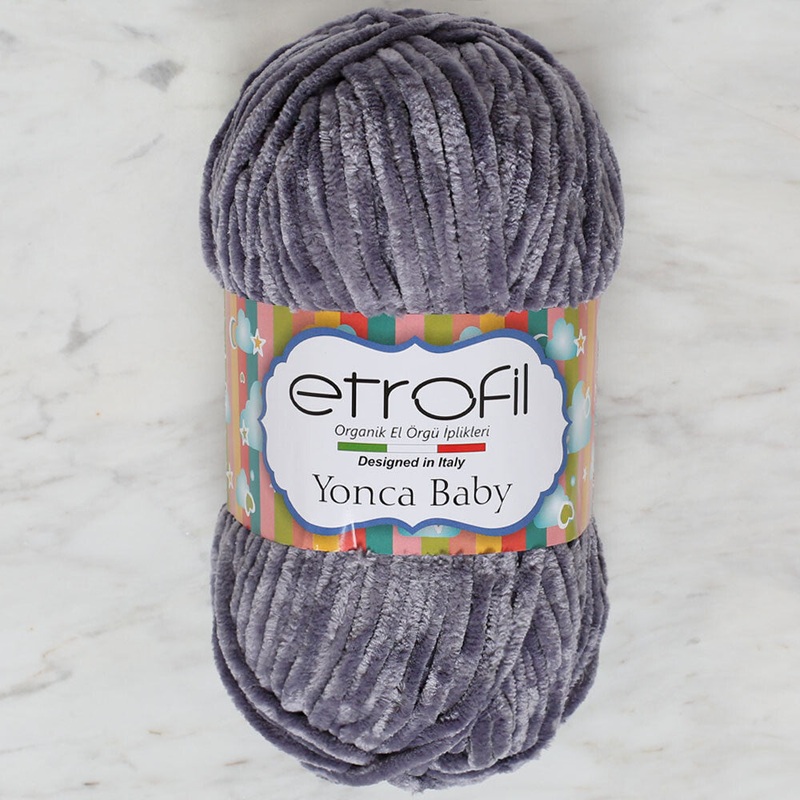 Etrofil Yonca Chenille Yarn, Grey – 70952