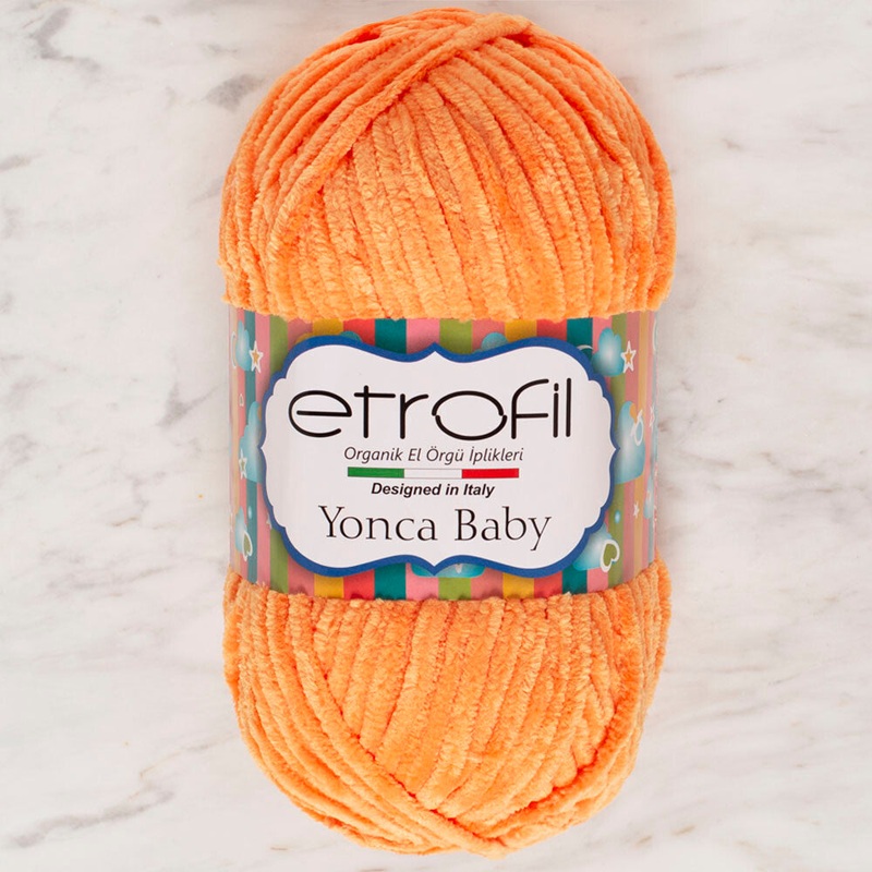 Etrofil Yonca Chenille Yarn, Orange – 70290