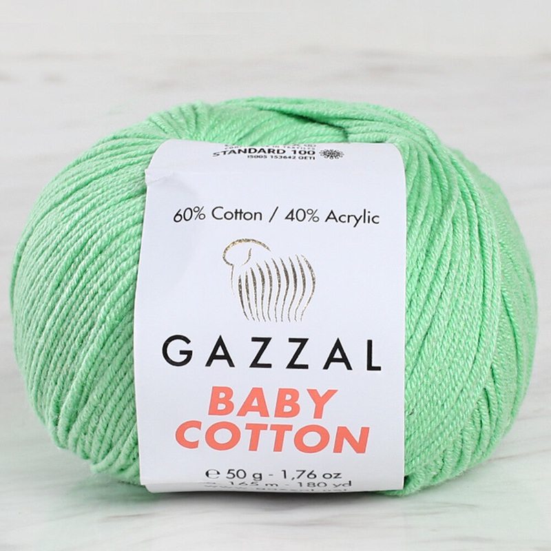 Gazzal Baby Cotton Knitting Yarn, Green – 3466