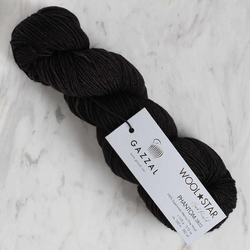 Gazzal Wool Star Yarn, Black – 3803
