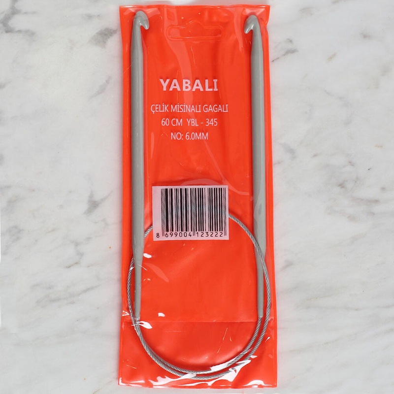 Yabal 6mm 60 cm Steel Cable Tunisian/Afghan Knitting Needle – YBL – 345
