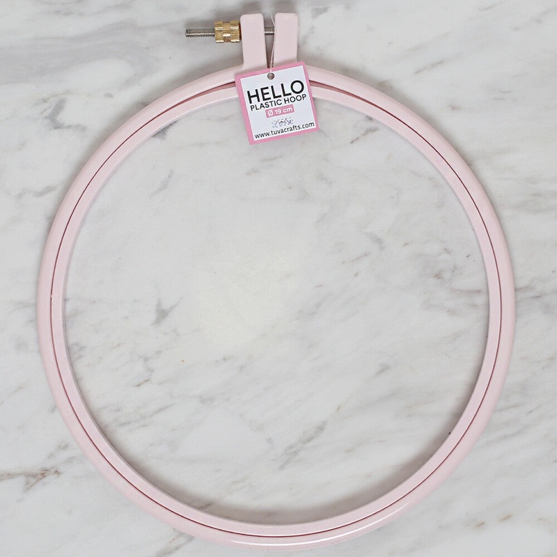 Hello 19 cm Plastic Screwed Embroidery Hoop 19 cm, Pink