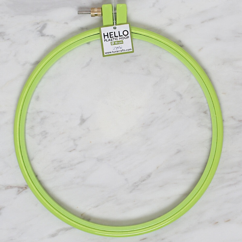 Hello 19 cm Plastic Screwed Embroidery Hoop, Green