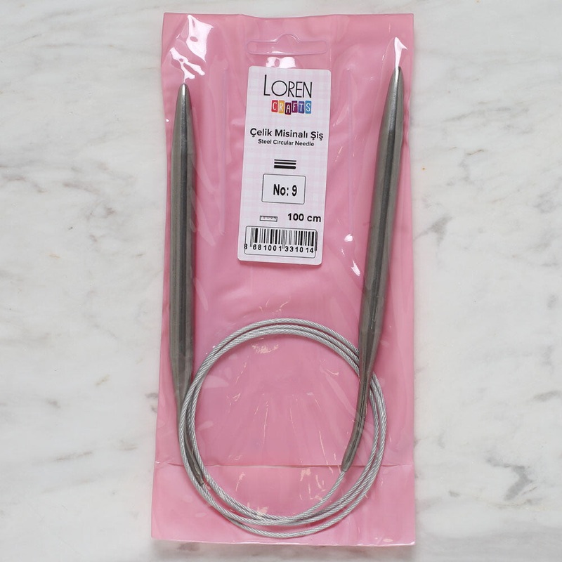 Loren Crafts 9mm 100 cm Steel Circular Knitting Needles